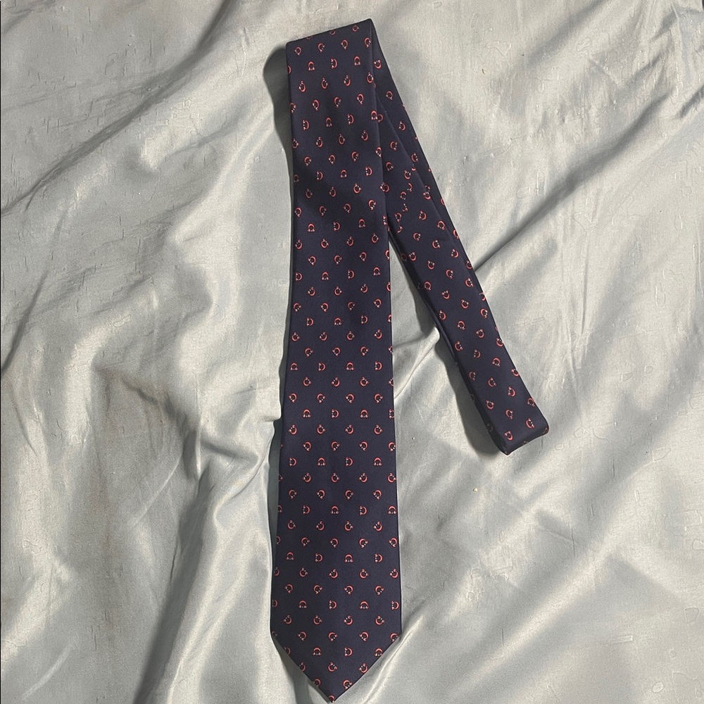 Salvatore Ferragamo Navy Tie with Pink Micro Motifs